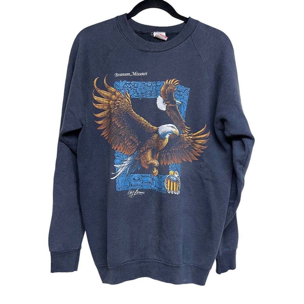Vintage Bald‎ Eagle Sweatshirt Branson, Missouri Black Size XL